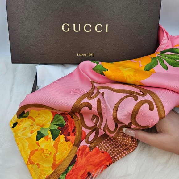 Gucci Exquisite Floral 33" Silk Scarf - Picture 1 of 17